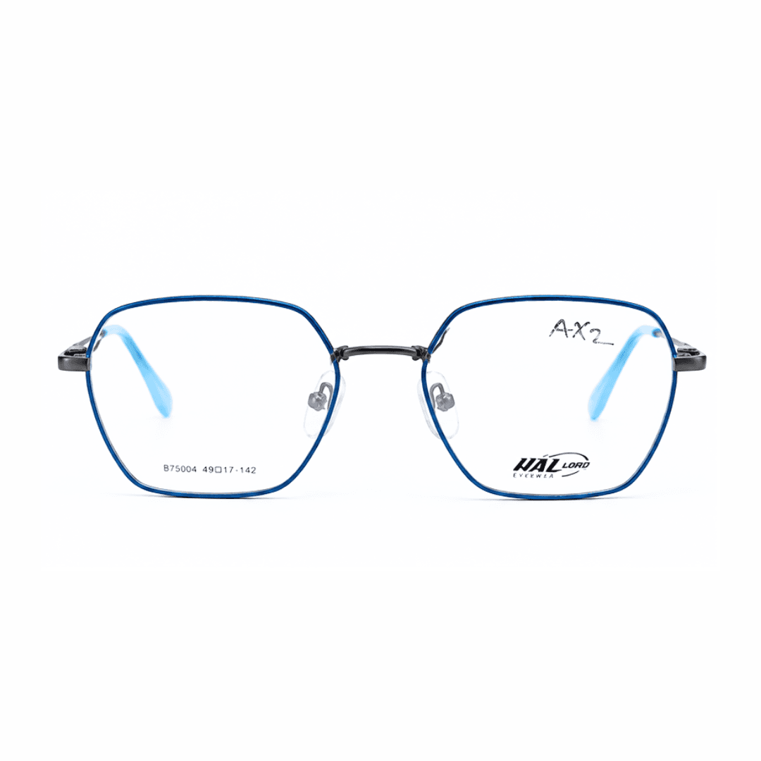 Hal Lord — Blue geometric Metal eyeglasses